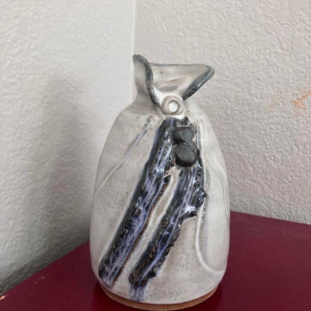Bud Vase Gray Blue Studio Pottery Handmade